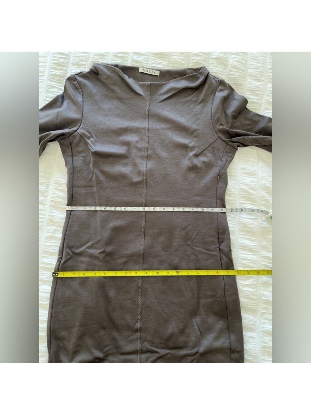 MARELLA Boat Neck Dress Jersey Wool Blend Classic Neutral Elegant Minimalist - Picture 16 of 17